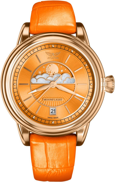 часовник aviator moonflight v 1 33 2 422 4 оранжев циферблат classicwatches.bg