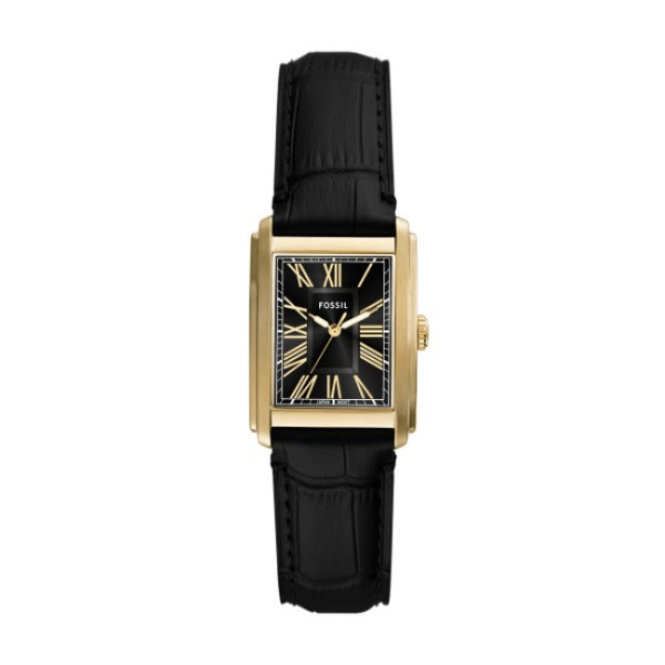часовник fossil fs6091 мъжки черен правоъгълен циферблат черна кожена каишка classicwatches.bg
