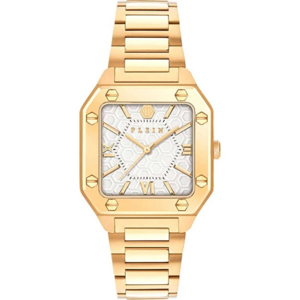 часовник philipp plein pwzga0426 дамски модел с бял циферблат classicwatches.bgдамски часовник philipp plein pwzga0426 plein edge със златисто ip покритие classicwatches.bg