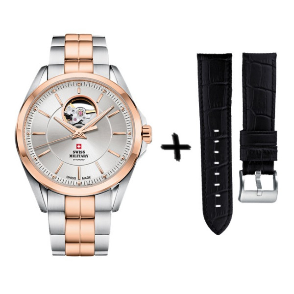 SWISS MILITARY by CHRONO SMA34085.29SET мъжки автоматичен open heart часовник – classicwatches.bg