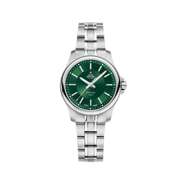 часовник swiss military sm30200.31 зелен циферблат сребриста верижка classicwatches.bg

