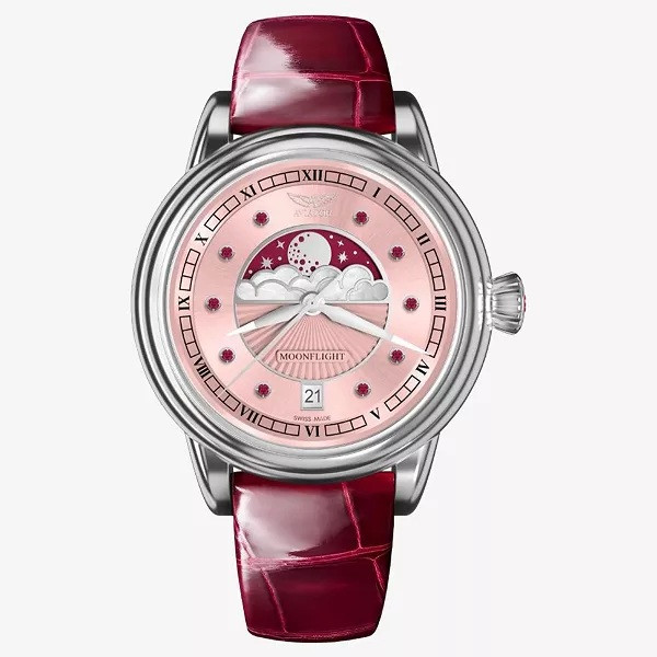 часовник aviator moonflight v 1 33 0 417 4 розов циферблат с рубини classicwatches.bg