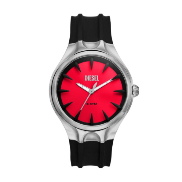 Мъжки часовник Diesel DZ2202 с червен циферблат и черна силиконова каишка – ClassicWatches.bg
