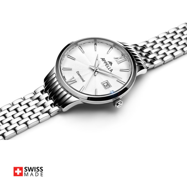 часовник Appella L50012.5163DQ един диамант дата classicwatches.bg