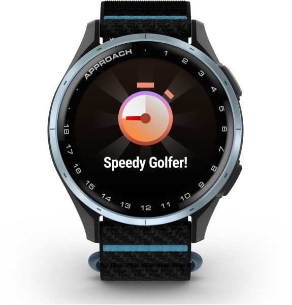 Garmin Approach® J1 GPS смарт часовник с Cloud Blue алуминиев безел и Black/Azure Comfortfit каишка 010-03898-00