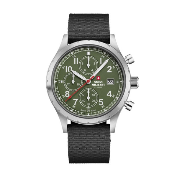 часовник swiss military sm34117.07 зелен циферблат черна каишка classicwatches.bg

