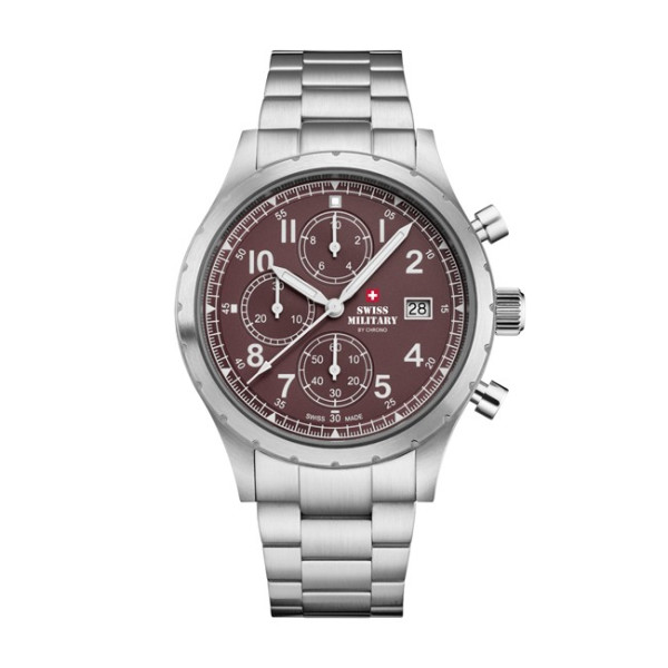 часовник swiss military sm34117.04 черен циферблат сребриста верижка classicwatches.bg
