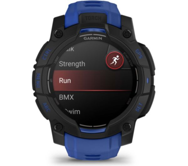 Garmin Instinct Crossover Black/Bolt Blue – тактически GPS смарт часовник за outdoor приключения – ClassicWatches.bg