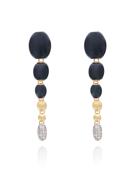Nanis Dancing Mystery Black Onyx обеци оникс, диаманти OS3-599