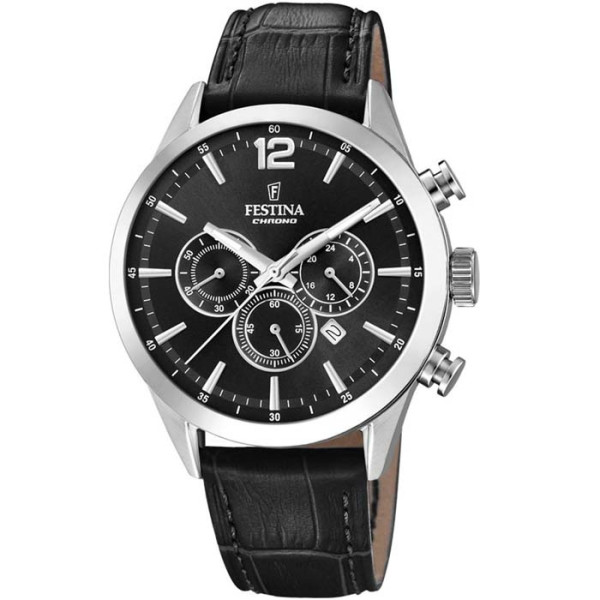 Festina F20542/5 мъжки хронограф с черна кожена каишка classicwatches.bg