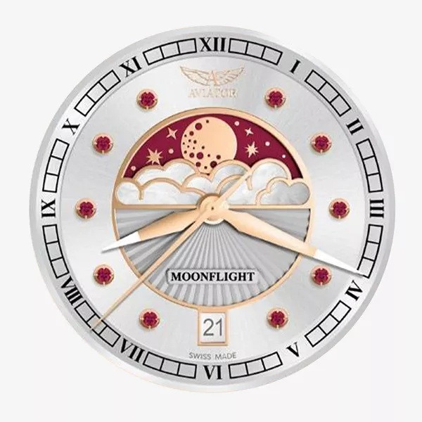 часовник aviator moonflight с moonphase дисплей и сапфир кристал classicwatches.bg