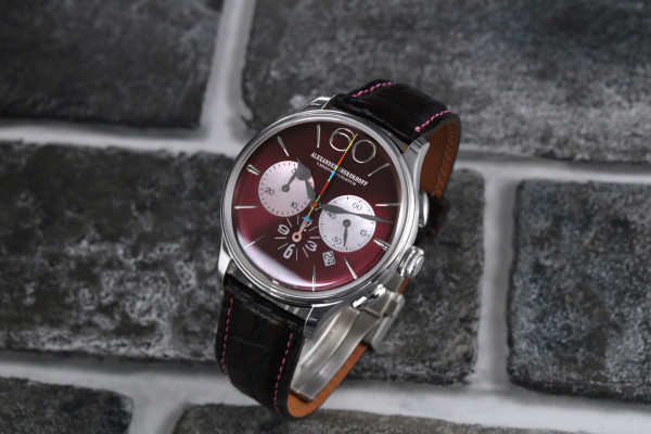 часовник alexander shorokhoff happy second bordeaux бордо циферблат със седеф classicwatches.bg