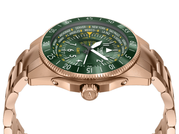 мъжки часовник aviator със световна часова скала и градове classicwatches.bg