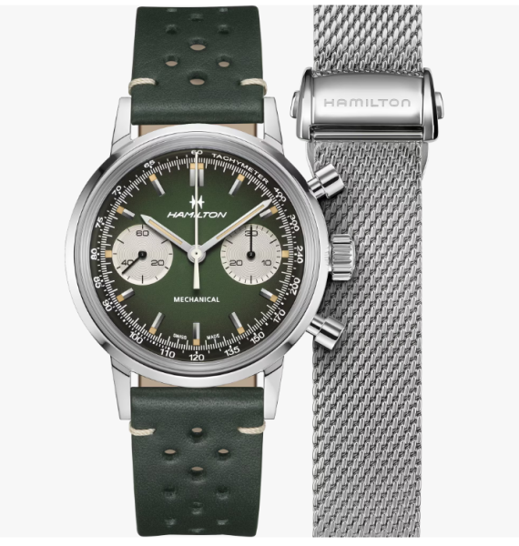 часовник hamilton american classic intra matic chronograph h38429861 зелен циферблат classicwatches.bg