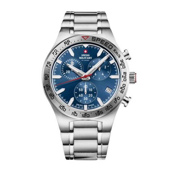 часовник swiss military sm34115.04 черен циферблат сребриста верижка classicwatches.bg

