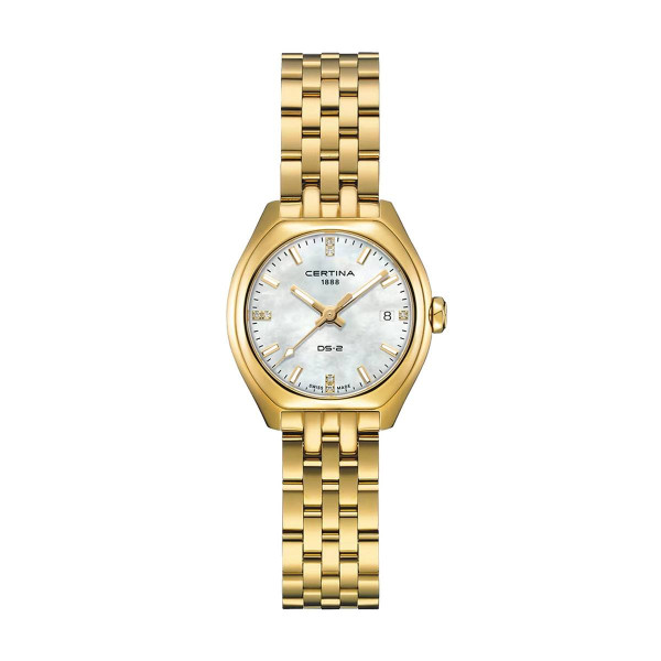 certina ds action lady златист корпус бял циферблат

