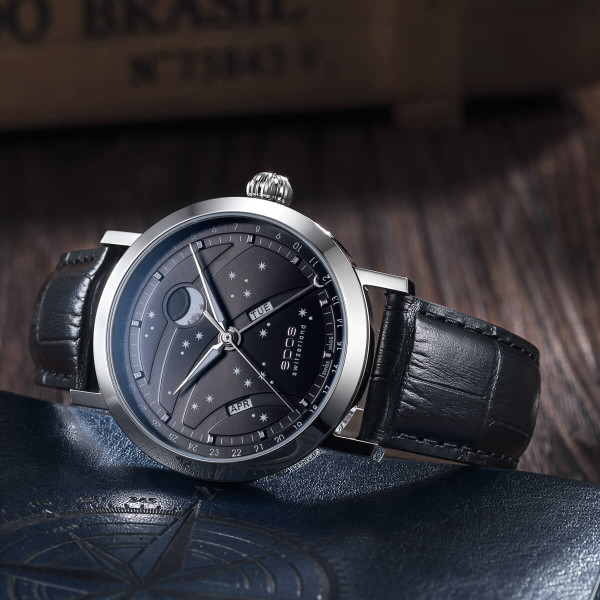 EPOS 3440.322.20.14.25 кожена каишка черна 22 мм – classicwatches.bg