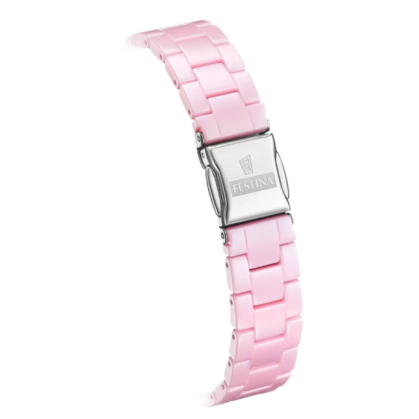 festina f20751 2 дамски часовник розов циферблат керамична верижка classicwatches.bg