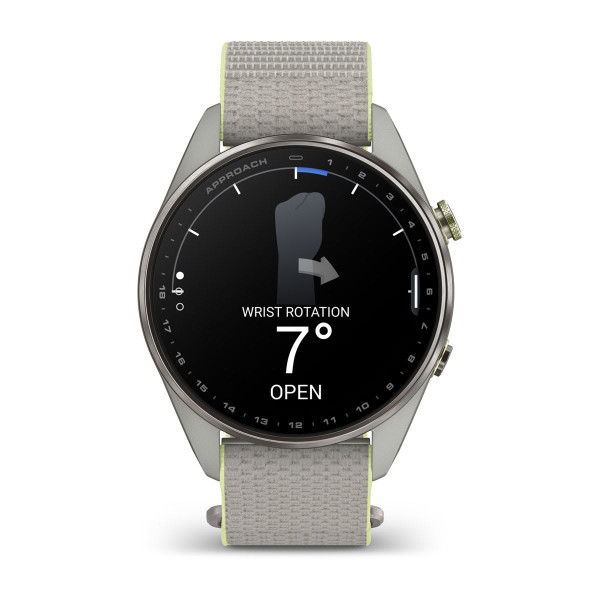 Garmin Approach S72 Silver/Citron Titanium Bezel с Fog Grey/Citron ComfortFit Fabric каишка 010-04148-04