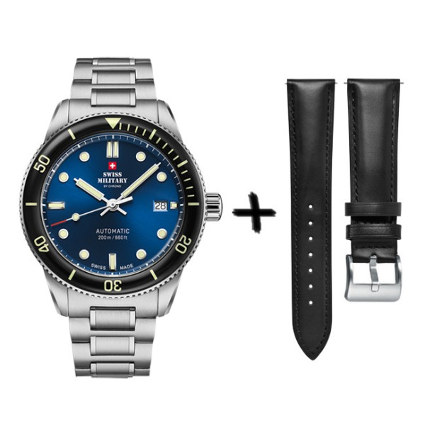 SWISS MILITARY by CHRONO SMA34106.02SET автоматичен часовник със син циферблат – classicwatches.bg