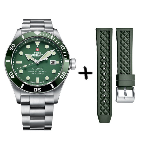 Swiss Military By Chrono SMA34075.03SET GREEN мъжки автоматичен часовник със зелен циферблат – classicwatches.bg