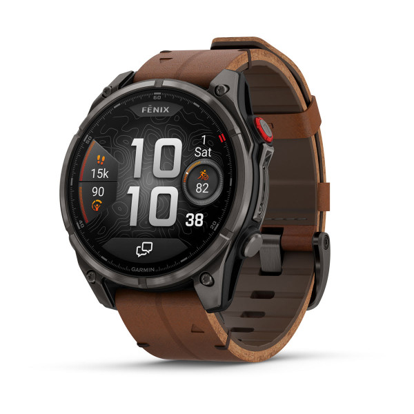 Garmin Fenix 8 Pro Amoled Sapphire Carbon Grey DLC Titanium с Chestnut кожена каишка 010-03198-40