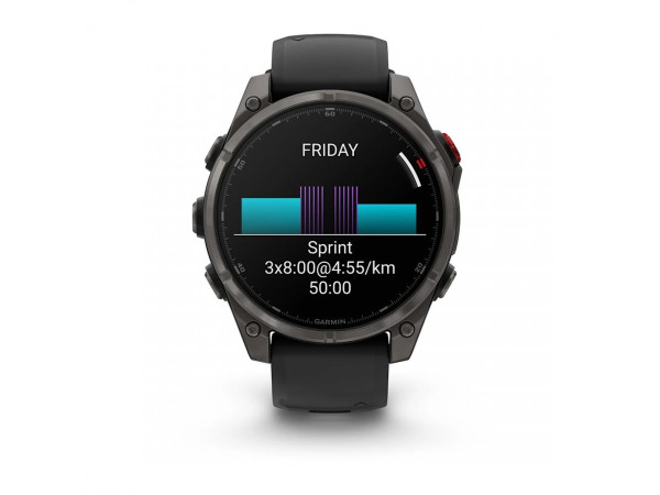 GARMIN FENIX 8 PRO 47MM AMOLED SAPPHIRE CARBON GRAY DLC TITANIUM С BLACK/PEBBLE GRAY СИЛИКОНОВА КАИШКА 010-03198-01