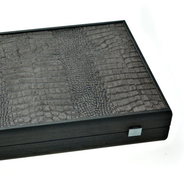 Manopoulos Crocodile Tote Dark Grey луксозна табла за игра, 60 x 48 см, естествена кожа