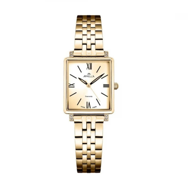 часовник Appella L50023.1161DQ със златист циферблат и осем диаманта classicwatches.bg