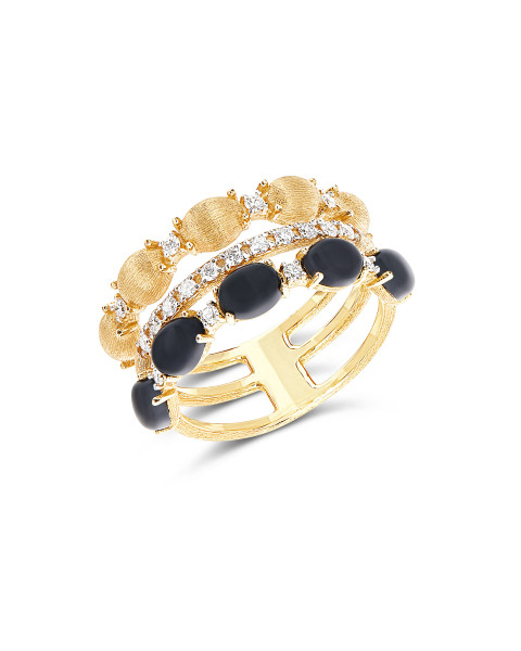 Nanis Dancing Mystery Black Onyx пръстен оникс, диаманти AS31-597