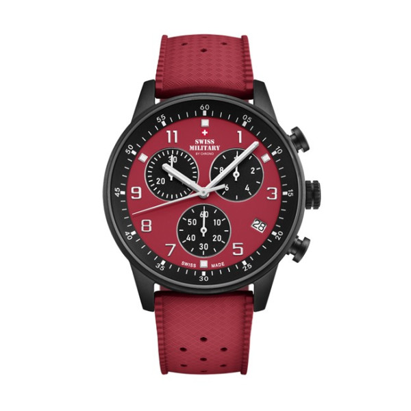 часовник swiss military sm34114.14 червен циферблат хронограф classicwatches.bg
