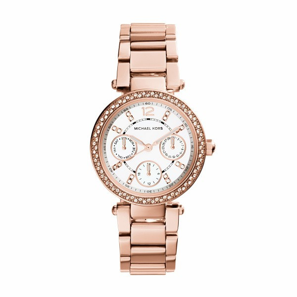 дамски часовник michael kors mk5616 – розовозлатист хронограф с корпус и верижка от благородна стомана – изглед отпред – ClassicWatches.bg
