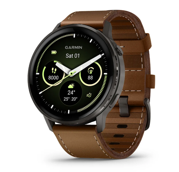 ЧАСОВНИК GARMIN VENU 4 45ММ SLATE С BROWN КОЖЕНА КАИШКА 010-03014-03