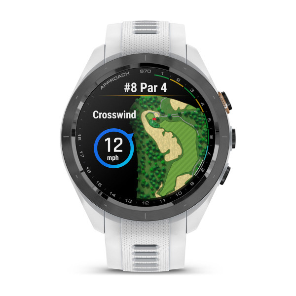 Garmin Approach S70 черен керамичен безел с бяла силиконова каишка 010-02746-10
