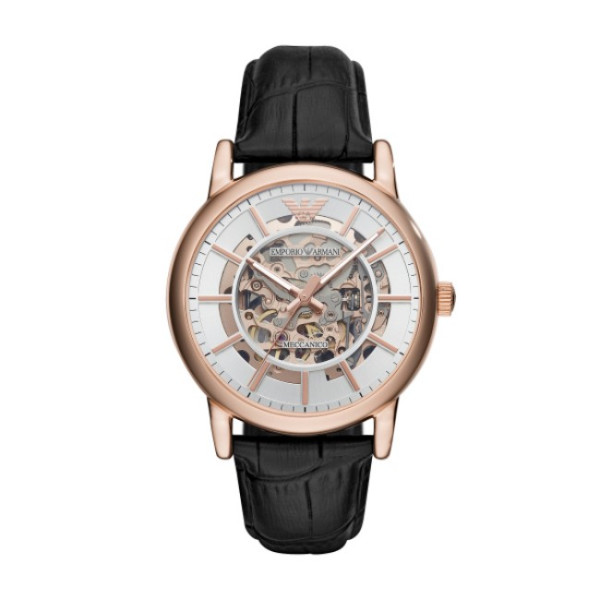 мъжки часовник emporio armani ar60007 с розово златен корпус и скелетон циферблат – изглед отпред – ClassicWatches.bg