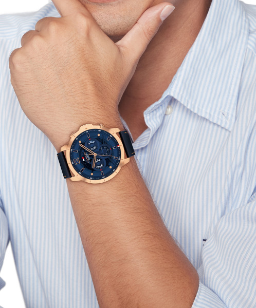 часовник tommy hilfiger 1792206 мъжки син циферблат розово pvd classicwatches.bg