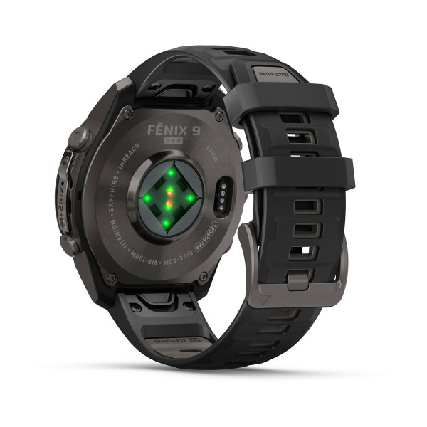 Garmin Fenix 9 Pro inReach Carbon Gray DLC Titanium с Black/Pebble Grey силиконова каишка 010-04336-11