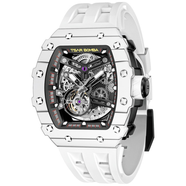TSAR BOMBA T-Elemental Carbon Fiber Automatic Ceramic Elite White TB8208CF-35