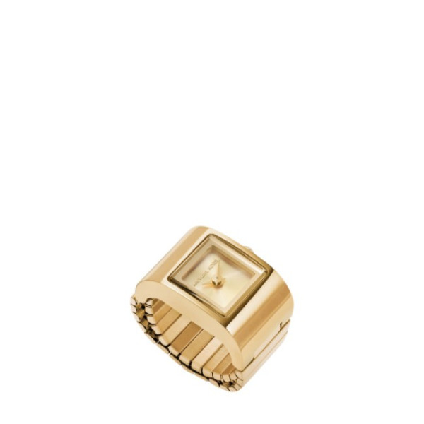 дамски часовник michael kors mk4883 – мини модел с правоъгълен златист циферблат и фина верижка – изглед отпред – ClassicWatches.bg