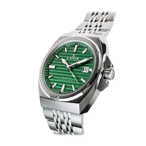 edox delfin 1973 41mm green dial quartz watch classicwatches.bg
