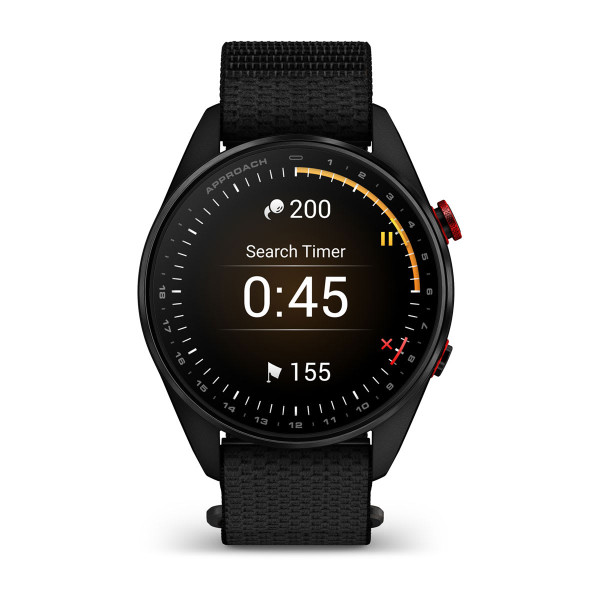 Garmin Approach S72 Carbon Gray/Red DLC Titanium Bezel с Black ComfortFit Fabric каишка 010-04148-02