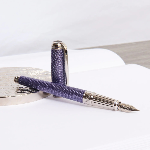 ПИСАЛКА S.T.DUPONT LINE D LARGE LILAC AND PALLADIUM LACQUERED FIREHEAD GUILLOCHE 410000L