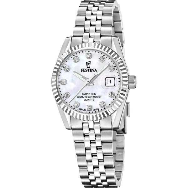 часовник festina swiss f20087 1 дамски седефен циферблат classicwatches.bg
