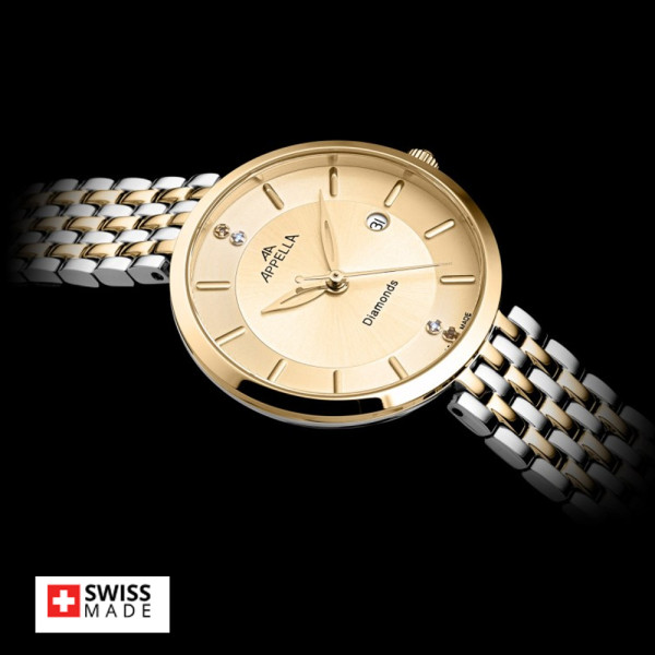 часовник Appella L50013.2191DQ четири диаманта дата classicwatches.bg