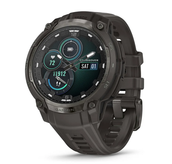 Garmin Instinct Crossover AMOLED Charcoal – GPS смарт часовник с аналогови стрелки – ClassicWatches.bg
