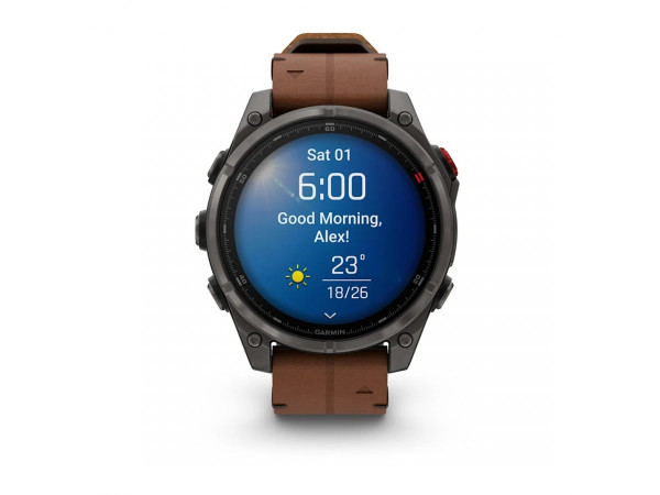 Garmin fēnix 8 Pro 47mm страничен изглед с титанов безел и метални бутони – classicwatches.bg