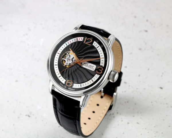 Часовник POLJOT INTERNATIONAL Jaros Open Heart 42mm 38NH.4280813 – отворен циферблат с тъмноседефен пръстен – classicwatches.bg