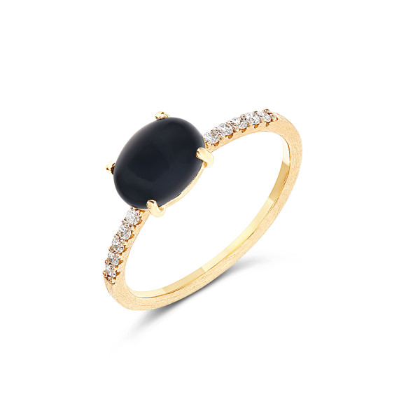 Nanis Dancing Mystery Black Onyx пръстен оникс, диаманти AS8-599