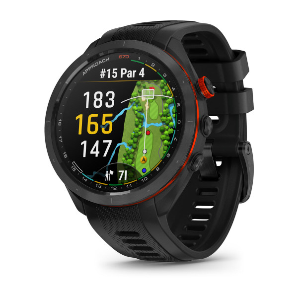 Garmin Approach S70 черен керамичен безел с черна силиконова каишка 010-02746-12