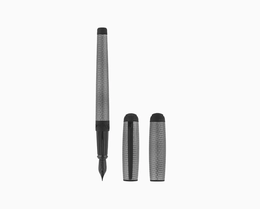ПИСАЛКА S.T.DUPONT LINE D LARGE GRAPHITE AND MATT BLACK LACQUERED FIREHEAD GUILLOCHE 410002L